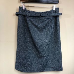 Belted Tweed Pencil Skirt